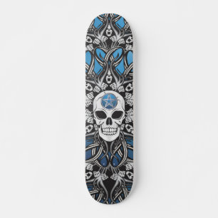 Goth Skull - Blue Skateboard Bräda 20,5 Cm
