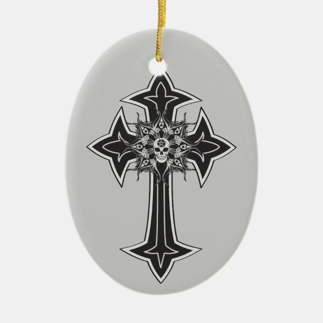Goth Skull Kor Julgransprydnad Keramik (Framsidan)