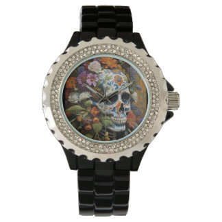 Goth Skull och Flowers Armbandsur