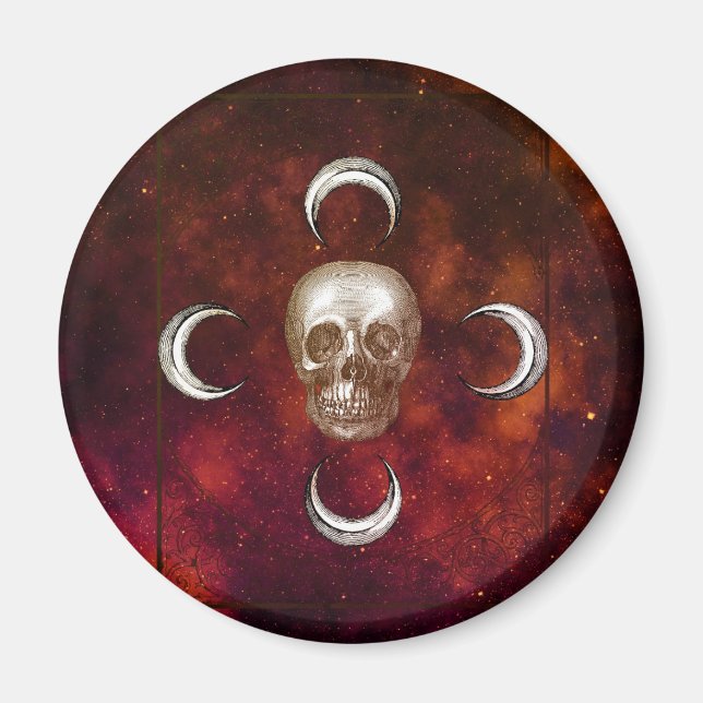 Goth Skull och Måne Celestial Magnet (Framsidan)