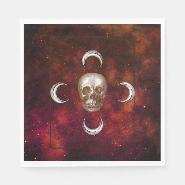 Goth Skull och Måne Celestial Pappersservett (Framsidan)