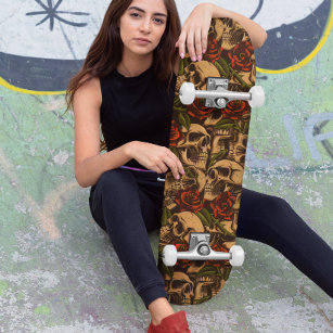 Goth Skull och Ro Graffiti mönster Mini Skateboard Bräda 18,5 Cm