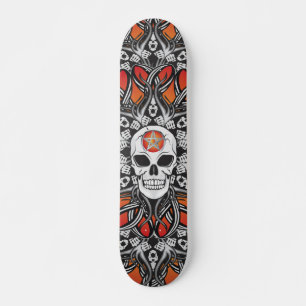 Goth Skull - Orange skate Skateboard Bräda 20,5 Cm