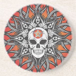 Goth Skull - Orange Underlägg Sandsten