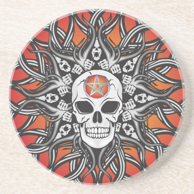 Goth Skull - Orange Underlägg Sandsten (Framsidan)