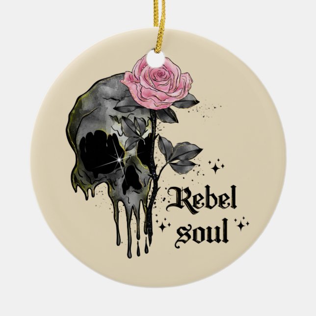 Goth Skull | Rebel Soul Julgransprydnad Keramik (Framsidan)