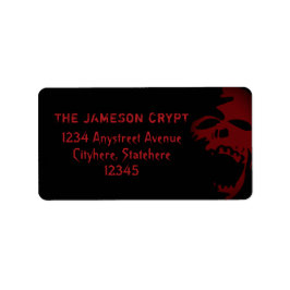 Goth Skull Red and Black Horror Theme Halloween Adressetikett