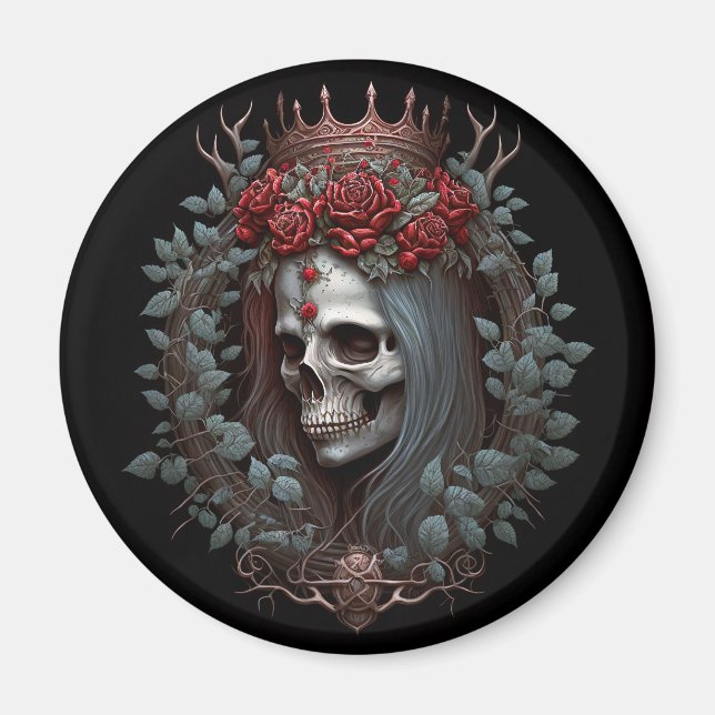 Goth Skull Ro Krona Gothic Magnet (Framsidan)