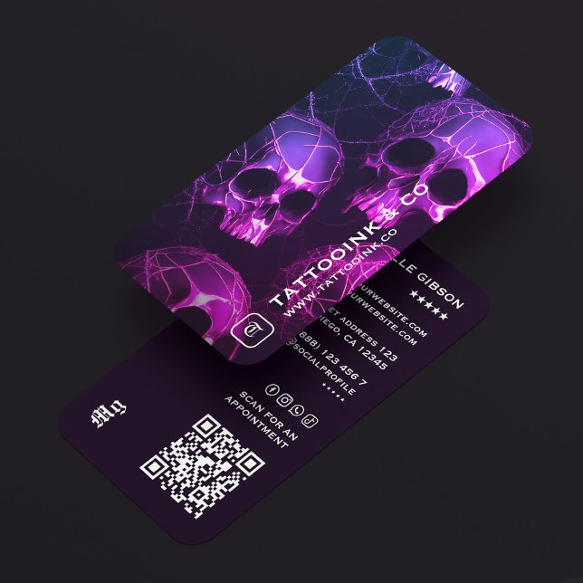 Goth Skull Tattoo Artist Logo Tattooist Modern Visitkort (Goth Skull Tattoo Artist Logo Tattooist Modern Business Card
)