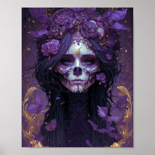 Goth Skull Woman Mörk Fantasy Art Poster