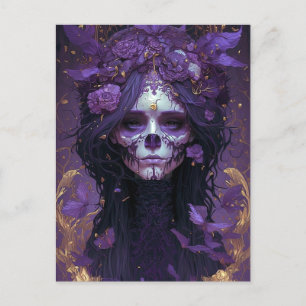 Goth Skull Woman Mörk Fantasy Art Vykort