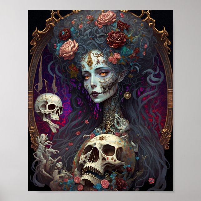 Goth Skull Zombie Woman Gothic Poster (Framsidan)