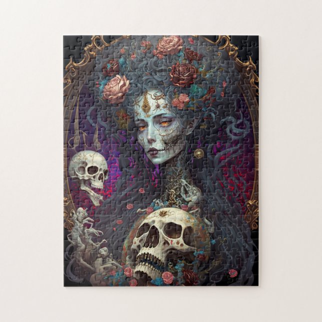 Goth Skull Zombie Woman Gothic Pussel (Vertikal)