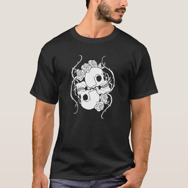Goth Skulls - gotisk subkultur T Shirt (Framsida)
