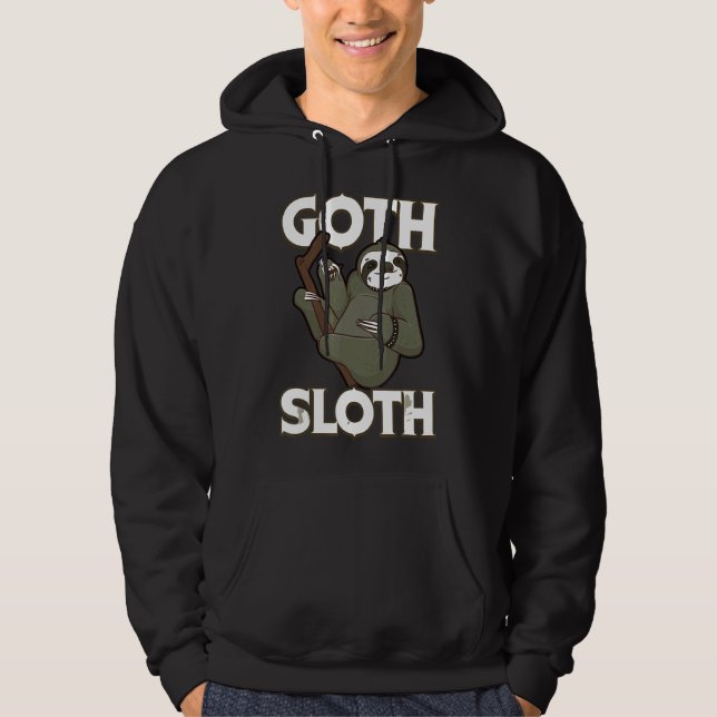 Goth Sloth Gothic Funny Emo Cute Sloths Hoodie (Framsida)