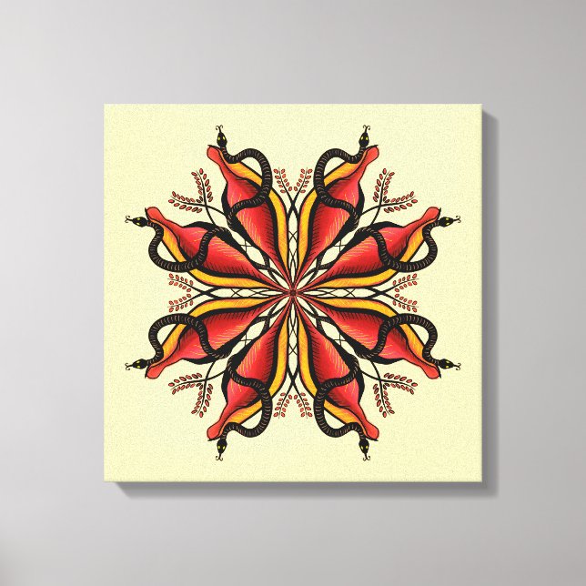 Goth Snakes Flower Tattoo Stil Canvastryck (Framsida)