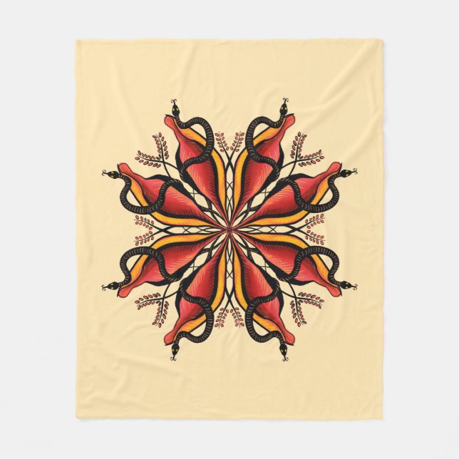 Goth Snakes Flower Tattoo Stil Fleecefilt (Framsidan)