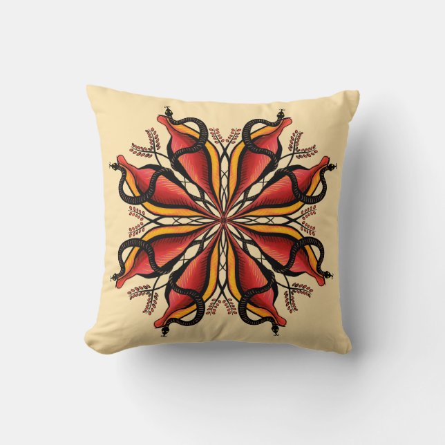 Goth Snakes Flower Tattoo Stil Kudde (Framsida)