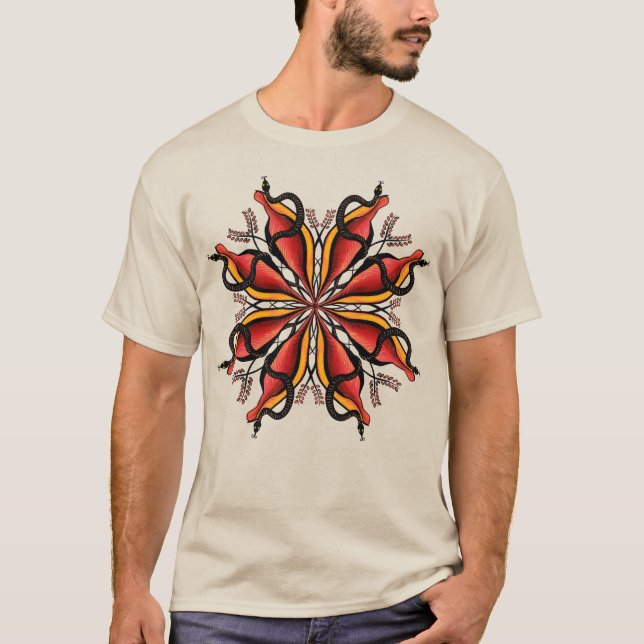 Goth Snakes Flower Tattoo Stil T Shirt (Framsida)