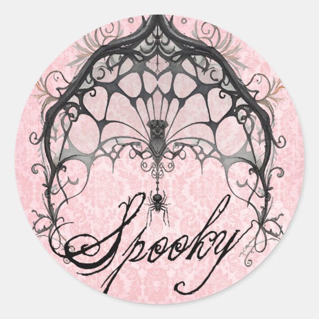 Goth Spindelnät Spooky Halloween Runt Klistermärke (Framsida)