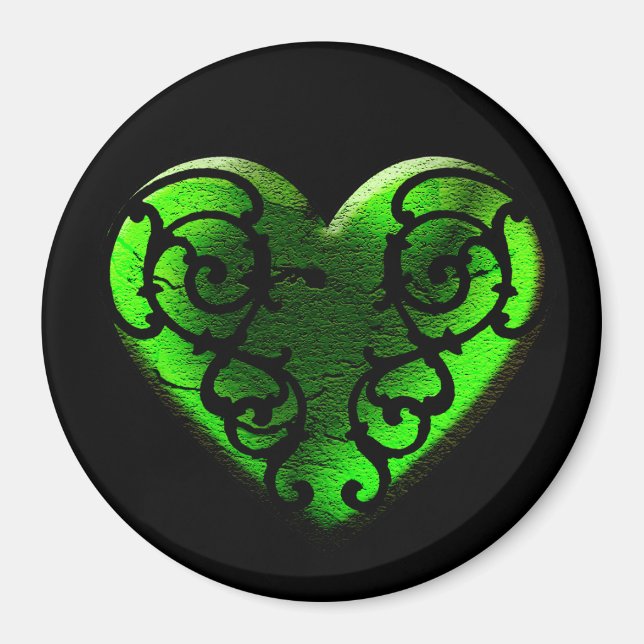 Goth St. Patrick Day Grönt Heart Magnet (Framsidan)