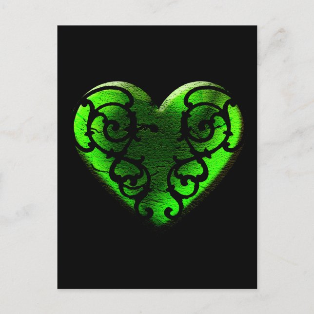 Goth St. Patrick Day Grönt Heart Vykort (Framsida)