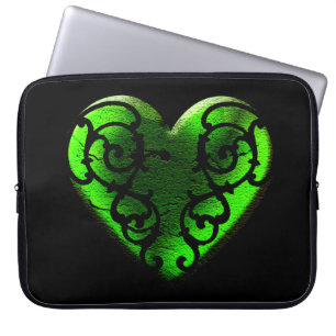 Goth St. Patrick's Day Grönt Heart Laptop Bag Fodral