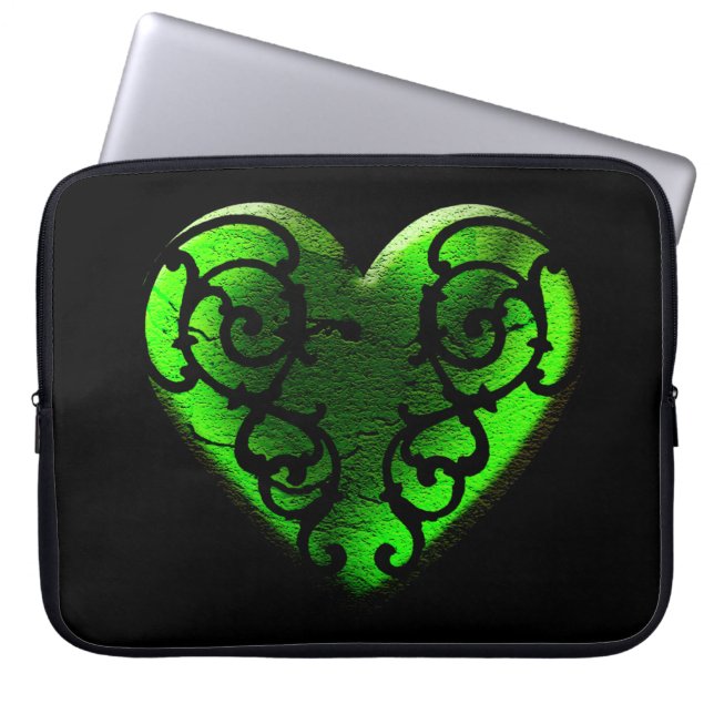 Goth St. Patrick's Day Grönt Heart Laptop Bag Fodral (Framsidan)