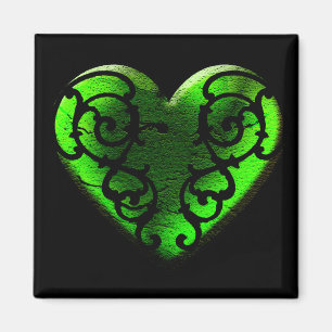 Goth St. Patrick's Day Grönt Heart Magnet