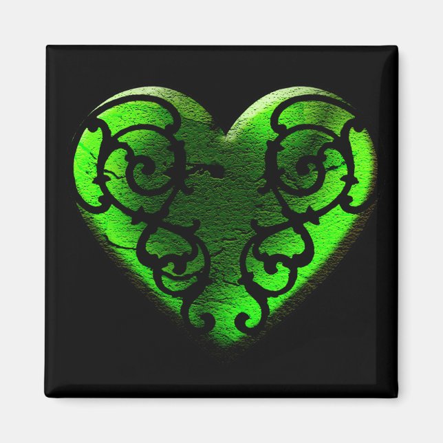 Goth St. Patrick's Day Grönt Heart Magnet (Framsidan)