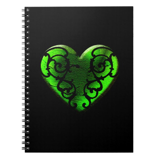 Goth St. Patrick's Day Grönt Heart Notebook Anteckningsbok (Framsidan)