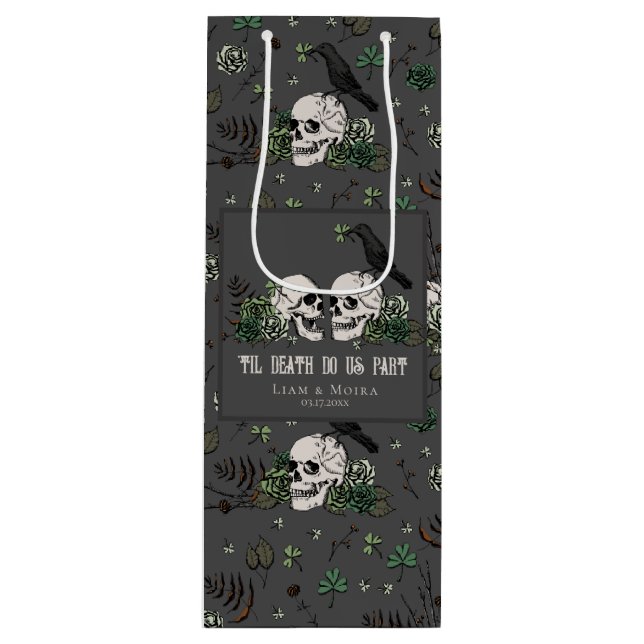 Goth St. Patricks Svarta Blommiga Dödskalle Irländ (Framsidan)