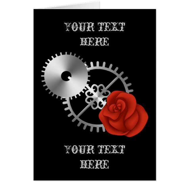 Goth steampunk victorian ro och gears romantic hälsningskort (Framsidan)