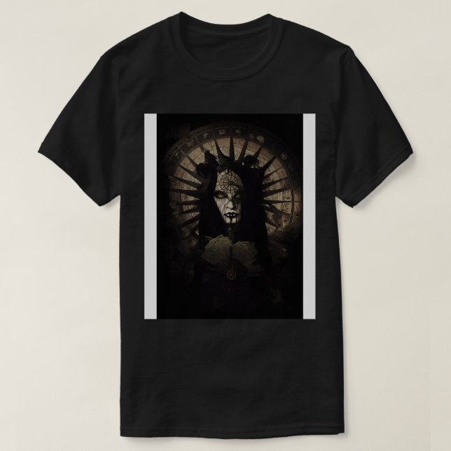 Goth Stil Tarot sinister Wheel of Fortune T Shirt (Design framsida)