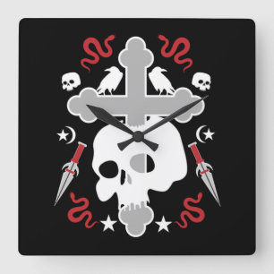Goth Subculture Skull och Kor Fyrkantig Klocka
