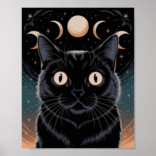 Goth Svart Katt, Häxans Timme Svart Katt Poster (Framsidan)