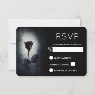 Goth Svart Ros Droppande Blod Makaber RSVP OSA Kort