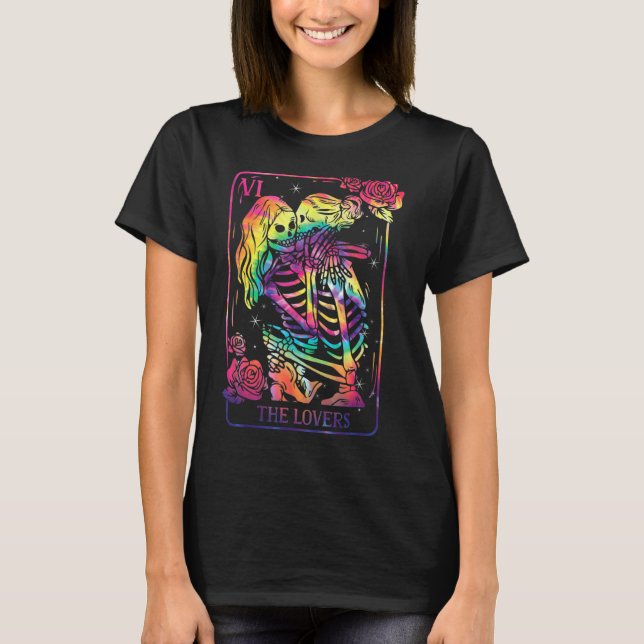 Goth Tarot Card Lesbisk Skeleton T Shirt (Framsida)