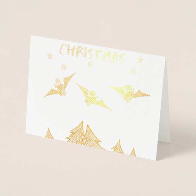 Goth Tema christmas-kort med söta fladdermöss på h Folierat Kort (Framsida)