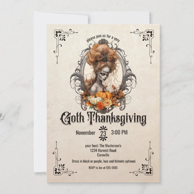 Goth Thanksgiving Inbjudningar (Framsida)