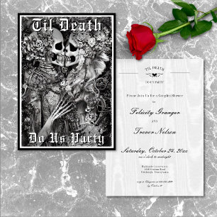 Goth Til Death Do US Party Skeleton Par Shower Inbjudningar