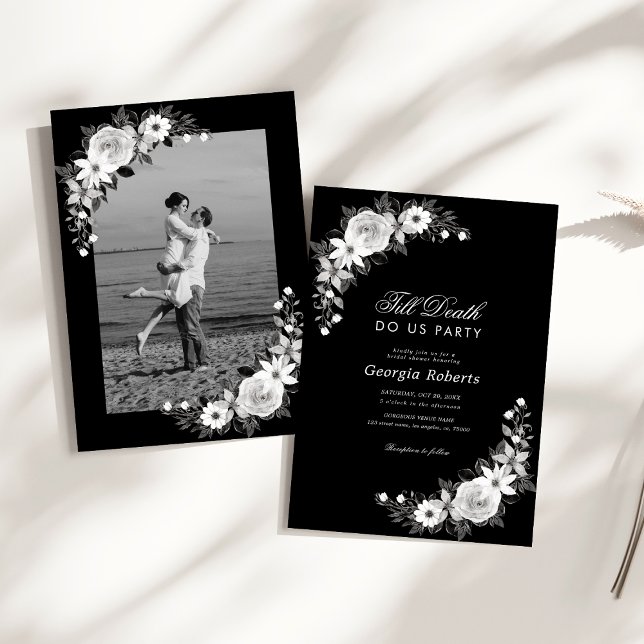 Goth till Death Do US Party Blommigt Möhippa Inbjudningar (Skapare uppladdad)