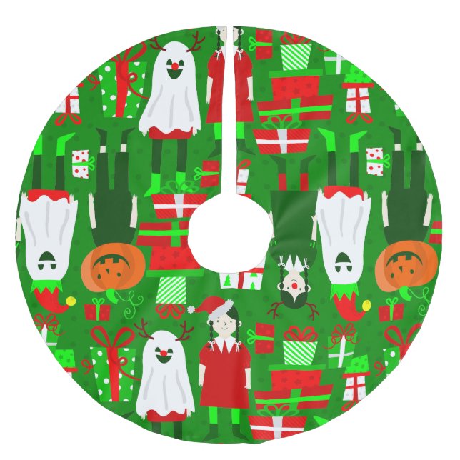 goth tjej halloween christmas spöke julgransmatta borstad polyester (Framsidan)