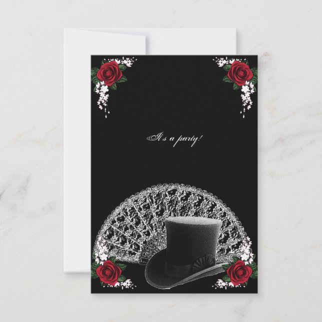 Goth Top hat och Fläkt Victorian Bröllop Inbjudningar (Framsida)