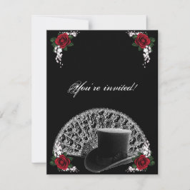 Goth Top hat och Fläkt Victorian Bröllop Inbjudningar