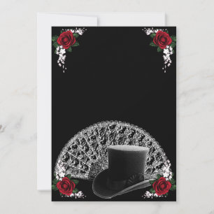 Goth Top hat och Fläkt Victorian Bröllop Inbjudningar