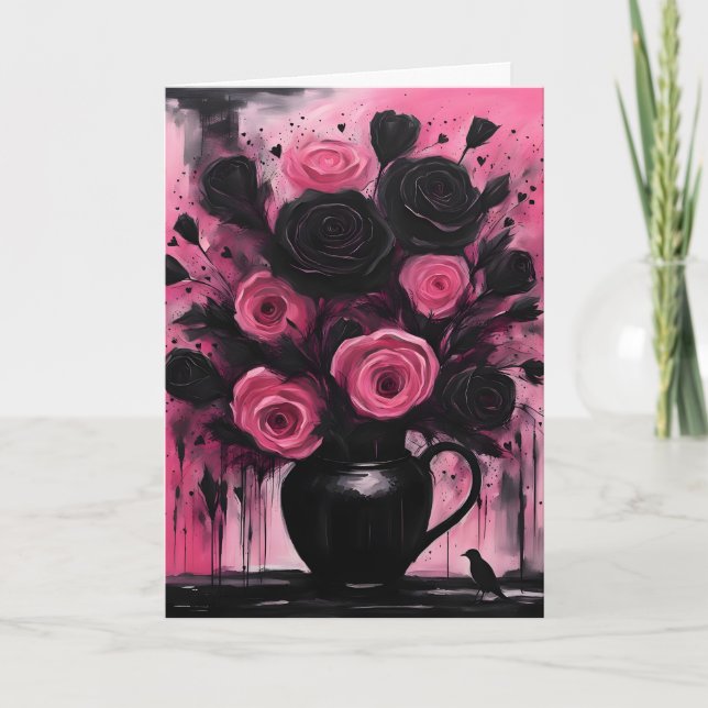 Goth Valentine Grunge Bouquet Valentine Kort (Framsida)
