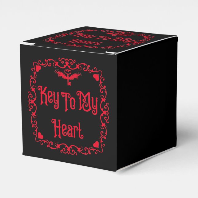 Goth Valentine Nyckel Till Mitt Hjärta Röd Presentaskar (Framsidan Sidan)