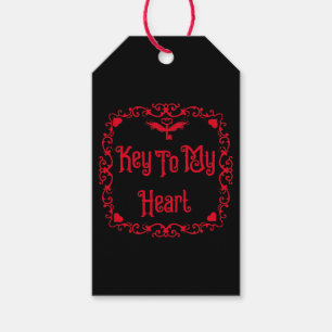 Goth Valentine Nyckel Till Mitt Hjärta Röd Presentetikett