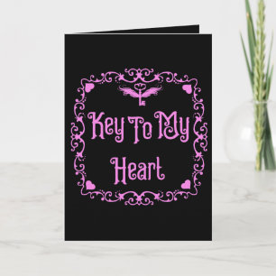 Goth Valentine Nyckel Till Mitt Hjärta Rosa Kort